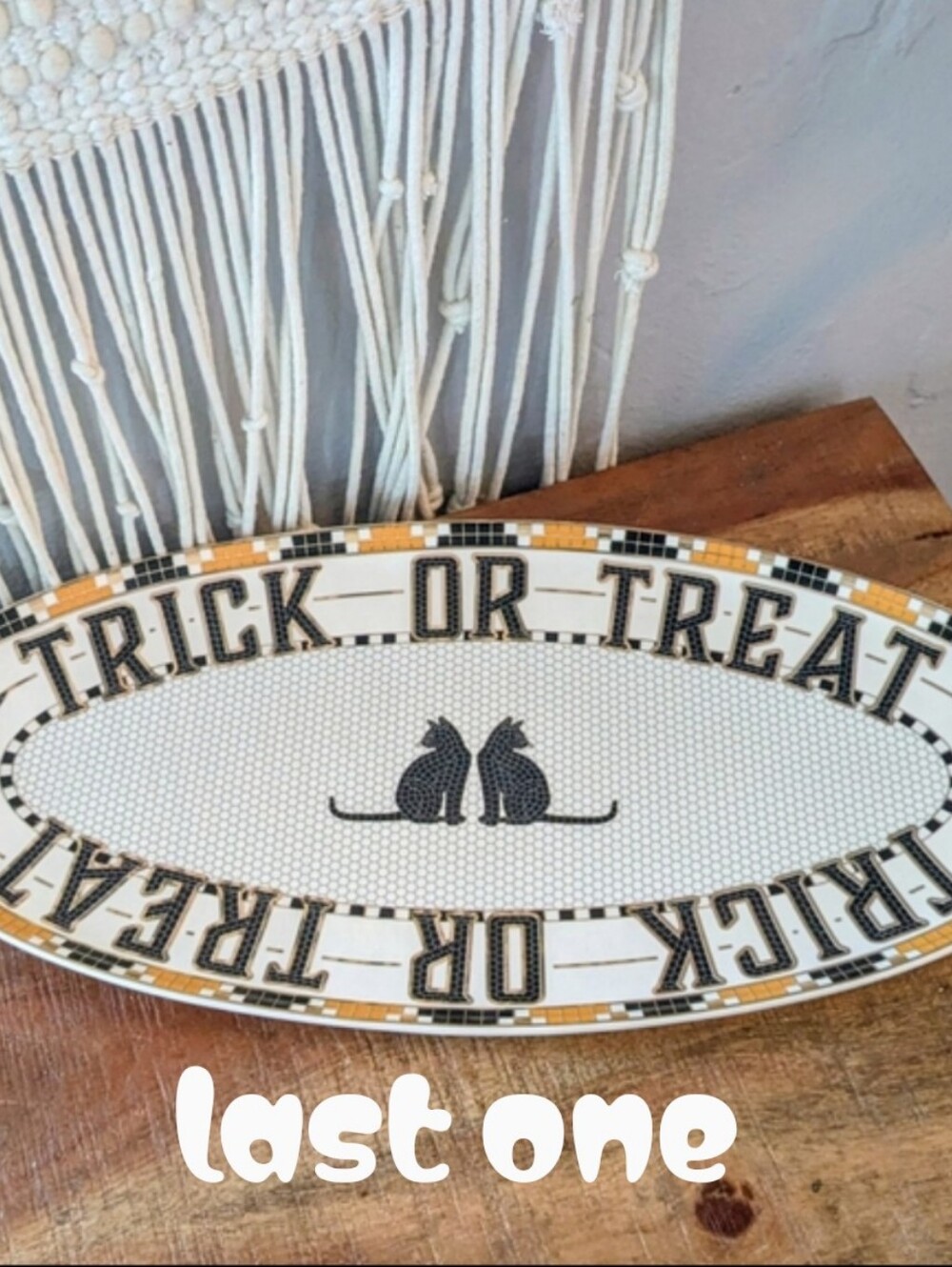 NWT Anthropologie Bistro Tile Halloween 24k Gold Trick or Treat Platter 16"